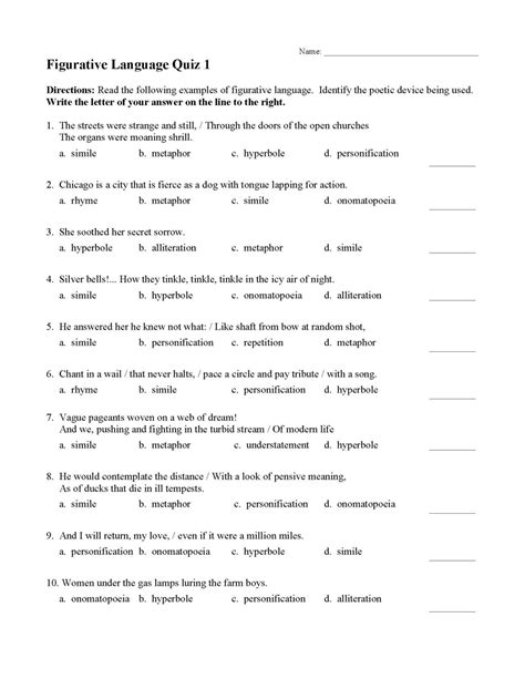Literal Vs Figurative Language Worksheet Printable Literal V