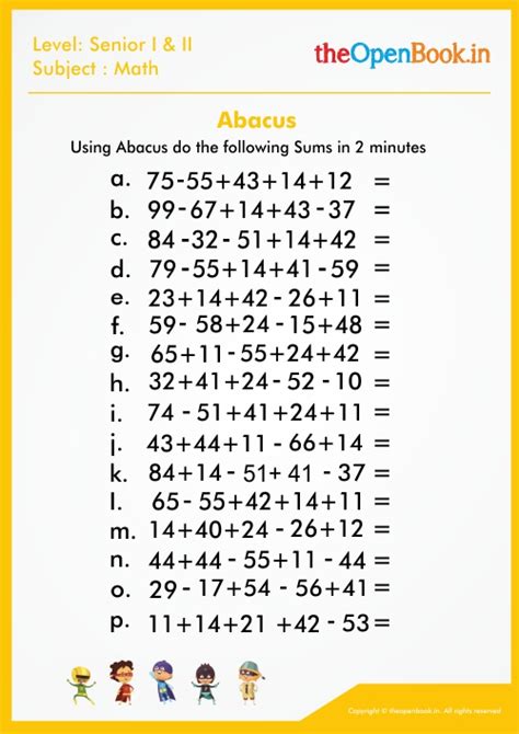 Using Abacus do the following Sums in 2 minutes