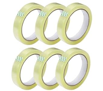 Gocableties 6 Pack of Clear Tape - 66M x 24mm Per Roll - Wrap Cellotape ...