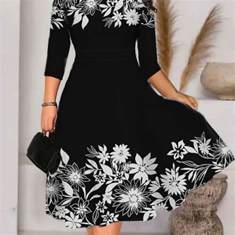 Women's Dresses Casual Floral Printed Crewneck Midi Dresses - Clothing ...