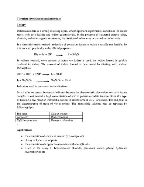 Titration of Potassium Iodate: Theory, Applications, and Procedure ...