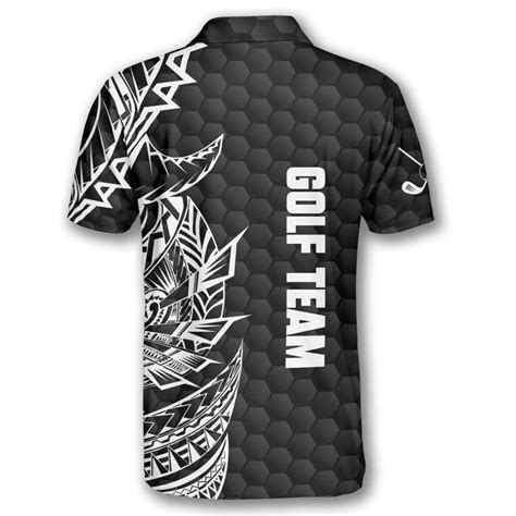 Golf Pattern Tribal Black Version Custom Golf Polo Shirts for Men ...