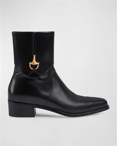 Gucci Men's Adel GG Leather Ankle Boots | Neiman Marcus