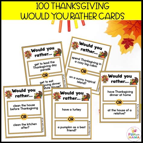 Thanksgiving Would You Rather Questions - Fun with Mama Shop