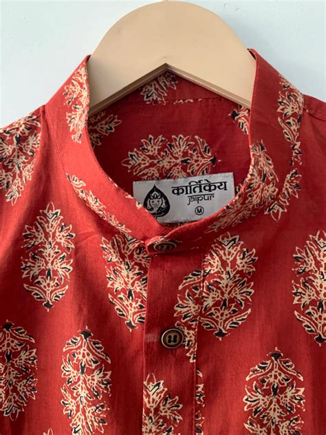Ajrakh Print Cotton Short Kurta for Men – Lable Rahul Singh