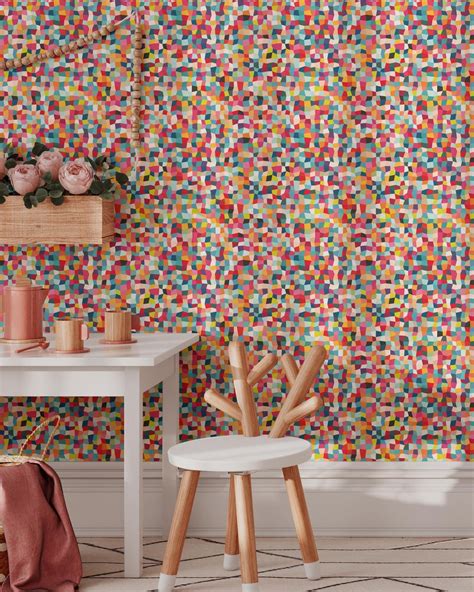 Bright Color Squares Wallpaper | Removable Self Adhesive Abstract ...