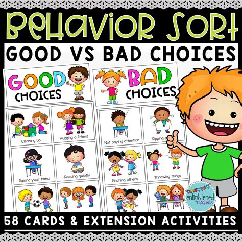 Good vs Bad Behavior Activities BUNDLE Cards, Worksheets & Booklet ...