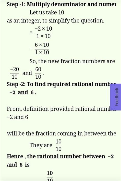 Find a rational number between -2 and 6 by the fumula x+y/2 with ...