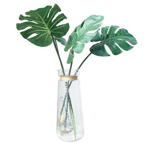 Buy Miragee Artificial Monstera Plant Fake Tropical Palm Leaves And ...