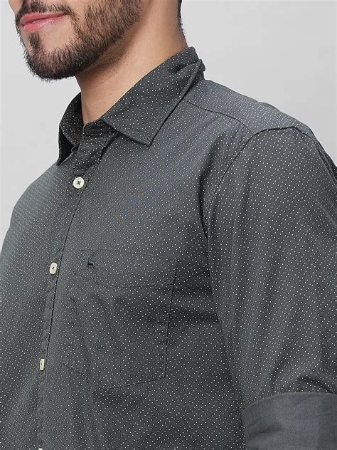 Parx Men Grey Print Slim Fit Cotton Full Sleeve Shirts – MyRaymond