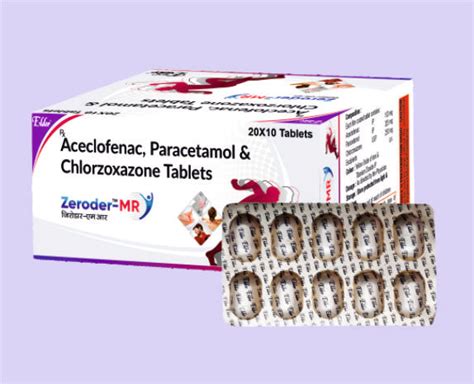 ZERODER MR TABS (100/325/250MG) ** 10'S ( Aceclo 100mg,Para 325mg,Chlo ...