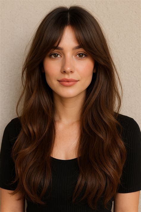 Curtain Bangs with Long Hair in 2025 | Long hair with bangs, Bangs with ...