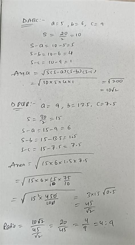 If two Triangles ABC and PQR have sides 5 cm, 6 CM ,9 cm and 9 cm 13.5 ...