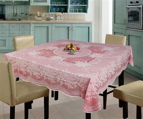 Buy KATWA CLASIC - 54 x 54 Inch (Square) Rose Lace Vinyl Tablecloth ...