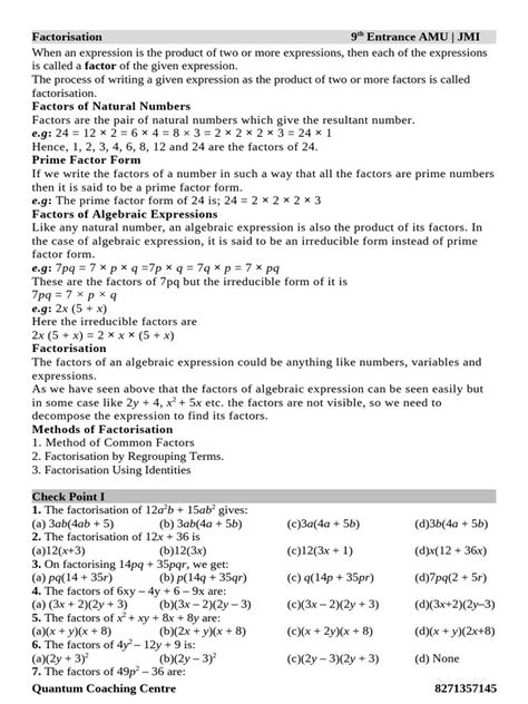 Factorisation Formulas 的图像结果