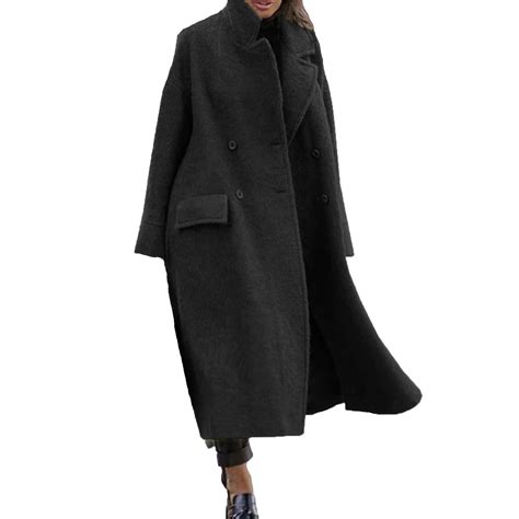 WCMZJ Womens Long Pea Coats Wool Blend Ankle Length Business Casual ...