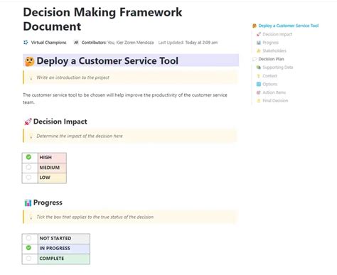 Image result for Decision-Making Framework Template