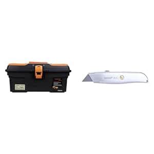 Taparia PTB16 Compact Plastic Tool Box with Organizer (Orange and Black ...