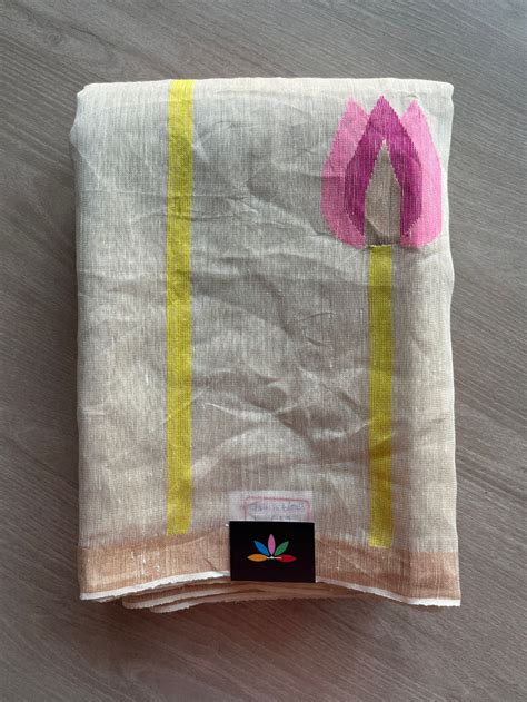 Lotus Tissue Linen Jamdani Saree-26695 – FABK