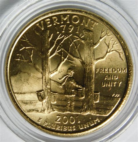 2001-P 24K Gold-Layered Vermont Commemorative State Quarter - In ...