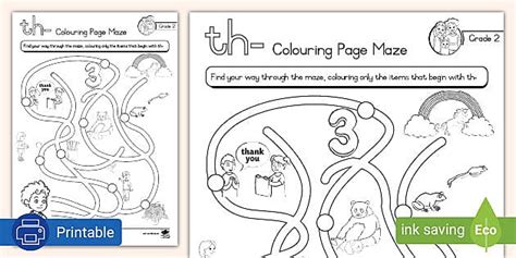 Grade 2 Phonics: Colouring Maze th-