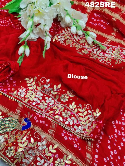 KcPc New Pure Gaji Silk Bandhani Ghatchola Heavy Gotapatti Work Saree ...