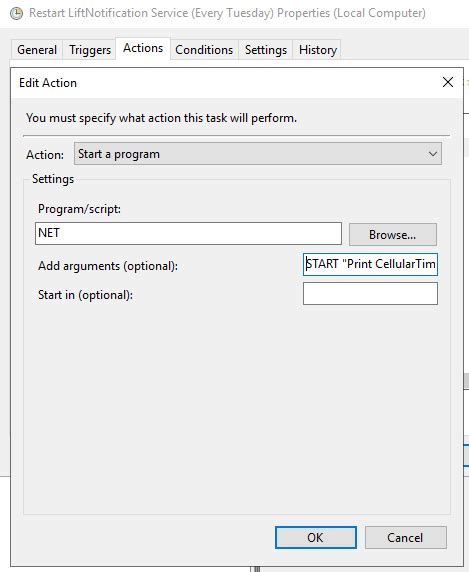 Image result for Task Scheduler PowerShell Restart Service