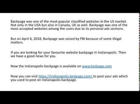 Backpage Indianapolis - YouTube