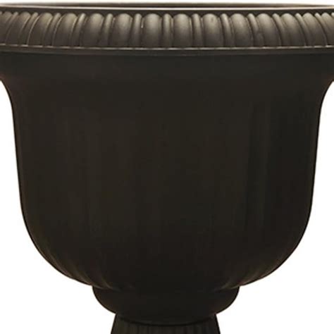 Southern Patio Urn 19-in W x 19-in L Black Resin Outdoor Planter in the ...