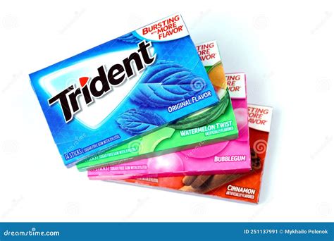 KHARKIV, UKRAINE - MARCH 15, 2021: Packs of Trident Gums. Trident Was ...
