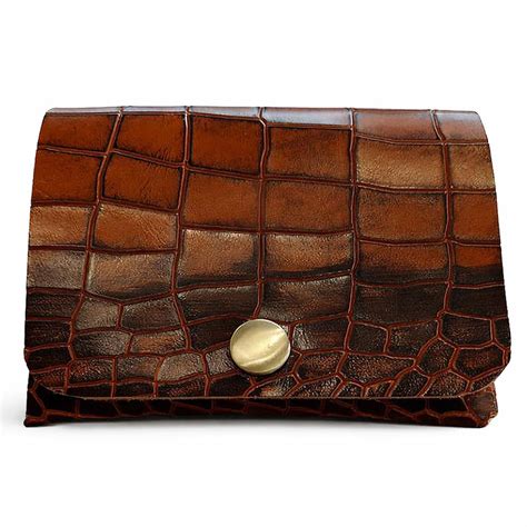 Buy Strutt Croc Textured Genuine Leather Batua Wallet for Men & Women ...