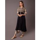 Off White Black Hand Block Printed Cotton Dress