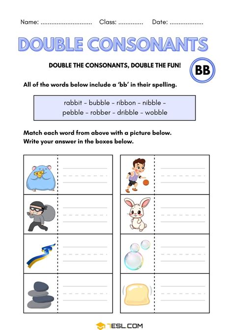 Consonants Worksheets in English • 7ESL