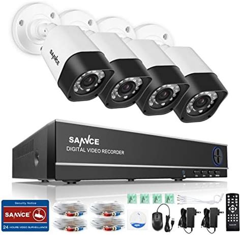 SANNCE 8CH 1080N Security Camera System DVR and (4) 720P Weatherproof ...