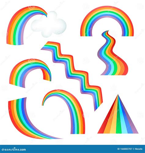 Rainbows with Different Shapes. Colorful Stairs and Slide, Arch and ...