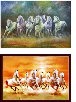 Seven Lucky Running Horses Vastu Wallpapers Fully Waterproof Vinyl ...