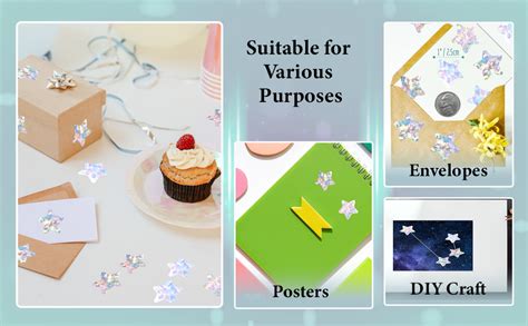 HASTHIP ® Paper 500Pcs Holographic Glitter Star Stickers,1 inch/2.5cm ...