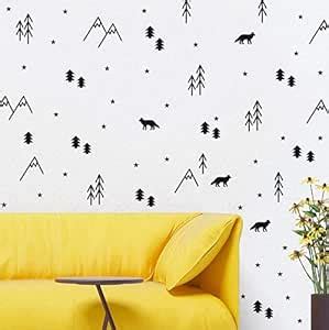 Forest Wall Decals Tree Mountain Animal Arrow Star Wall Stickers for ...