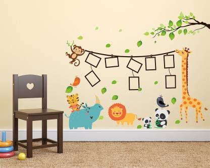 LANSTICK 101.6 cm FAMILY TREE FRAME WITH ANIMALS STICKER Self Adhesive ...