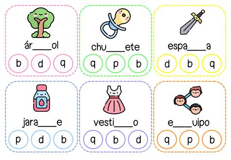 Ejercicio de lectoescritura: Diferenciación fonemas b - d - p - q ...