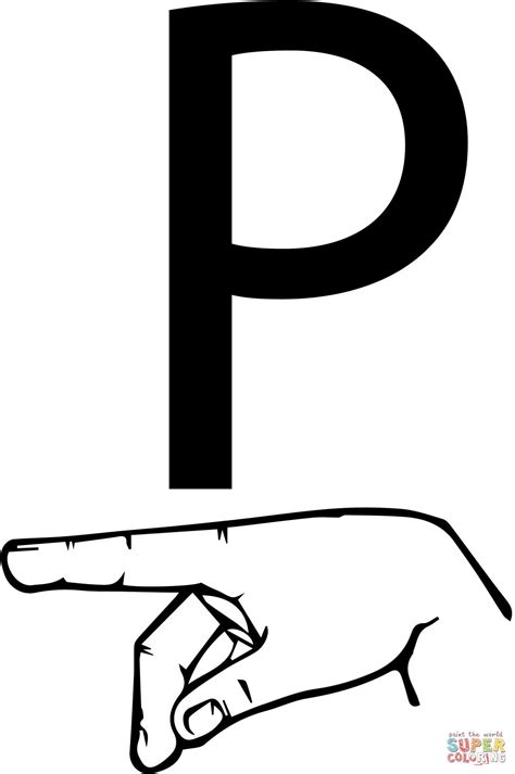 ASL Sign Language Letter P coloring page | Free Printable Coloring Pages