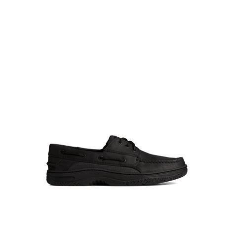Sperry Boat Shoes Store Online - Billfish 3-Eye Leather Boat Shoe Men Black
