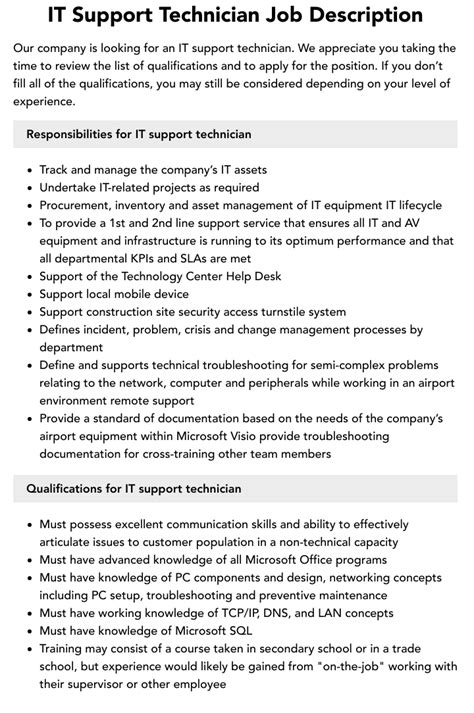 Image result for Computer Tech Support Job Description