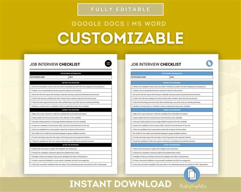 Job Interview Checklist Template 的图像结果