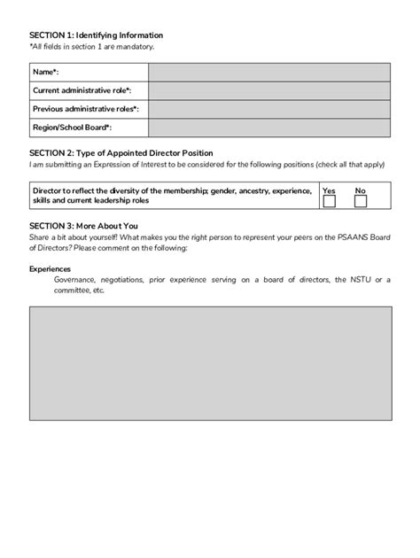 Fillable Online Board of Directors Expression of Interest (EOI) Form ...