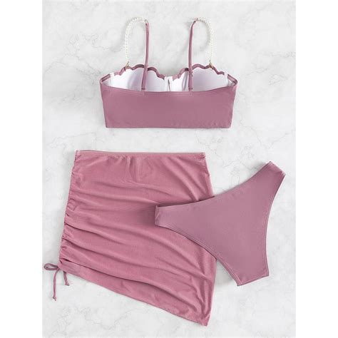 Sexy 3 Piece Bikinis Set Women Swimsuit with Skirt Swimwear Women Push ...