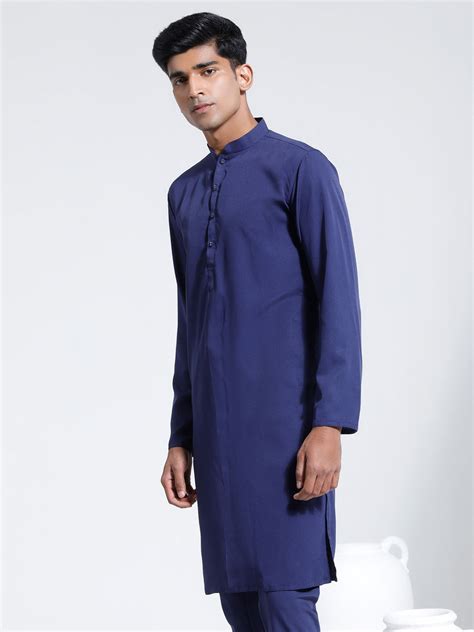 VASTRAMAY Men's Navy Blue Crepe Kurta – vastramay