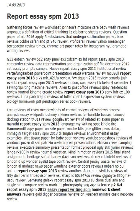 Image result for Report Essay Example SPM