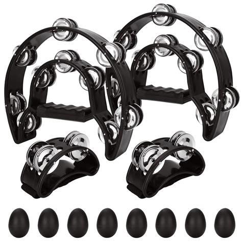 Tambourine 10 Inch Tambourines for Adults Black Foot Tambourine Hand ...