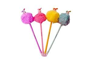 SHREE TECHNESH® Rabbit Face Soft Fur Set of 4 Pens for Girls : Amazon ...
